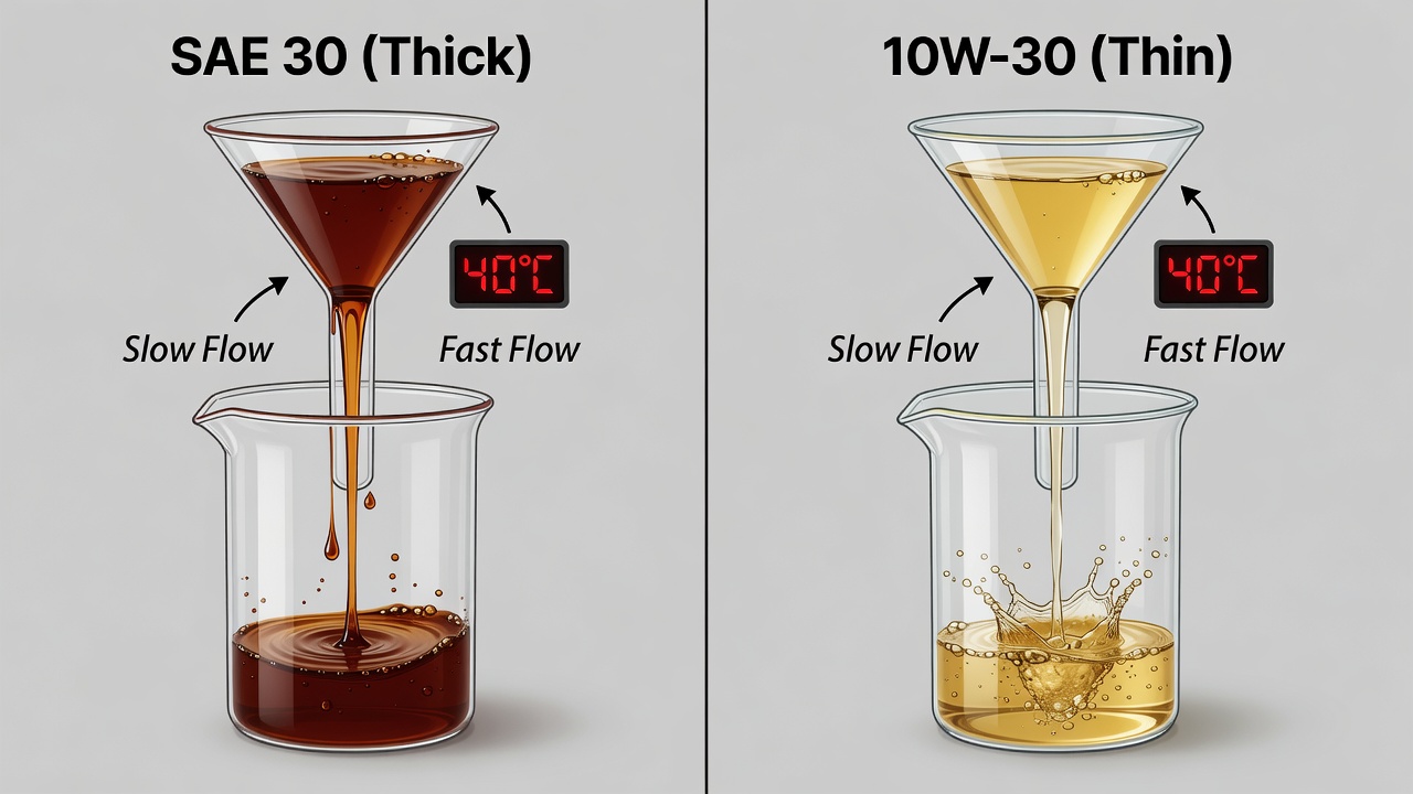Understanding Oil Viscosity and Why It Matters Oil viscosity comparison between single-grade and multi-grade oils