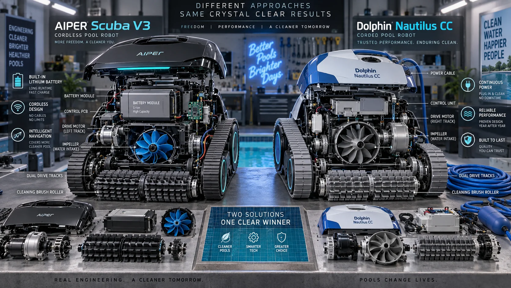 AIPER Scuba V3 vs Dolphin Nautilus CC: Cordless vs Corded Pool Robot — Which Should You Buy in 2026? Detail