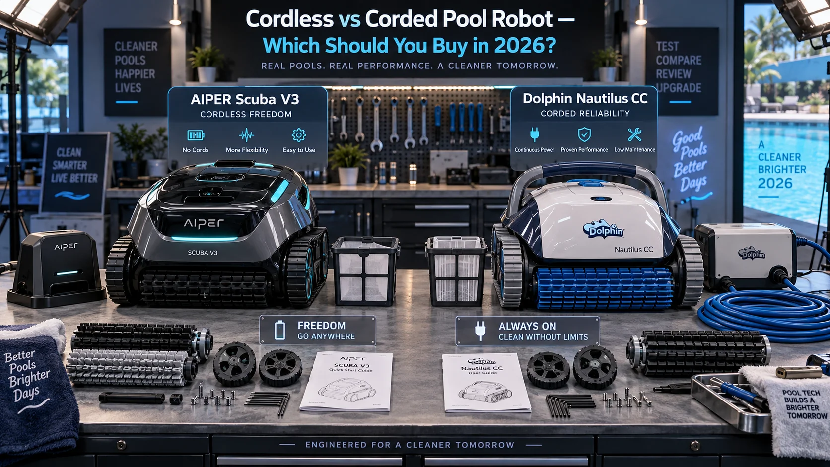 AIPER Scuba V3 vs Dolphin Nautilus CC: Cordless vs Corded Pool Robot — Which Should You Buy in 2026?