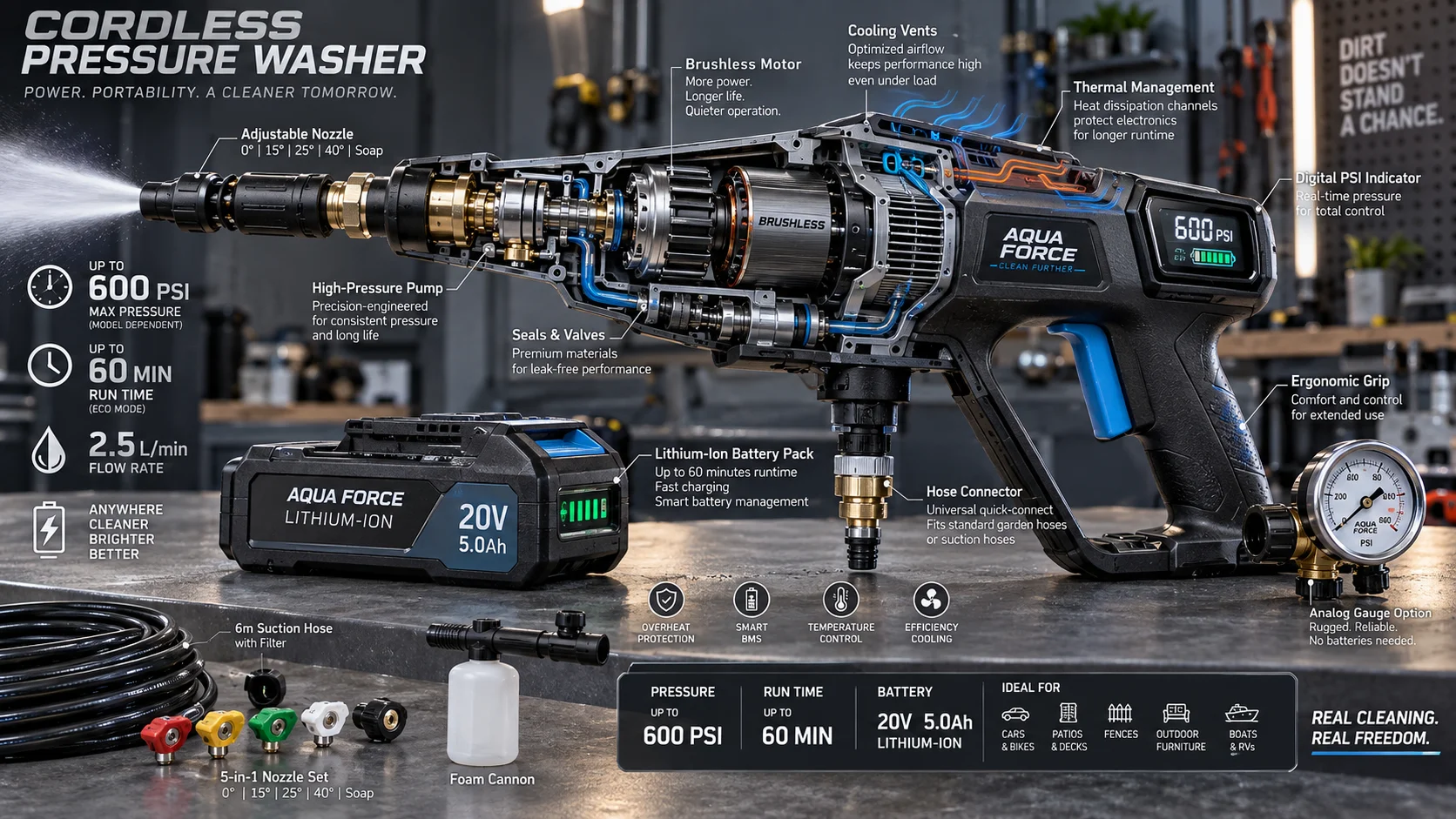 Battery-Powered Cordless Pressure Washers: PSI Limits, Run Time & Uses Detail