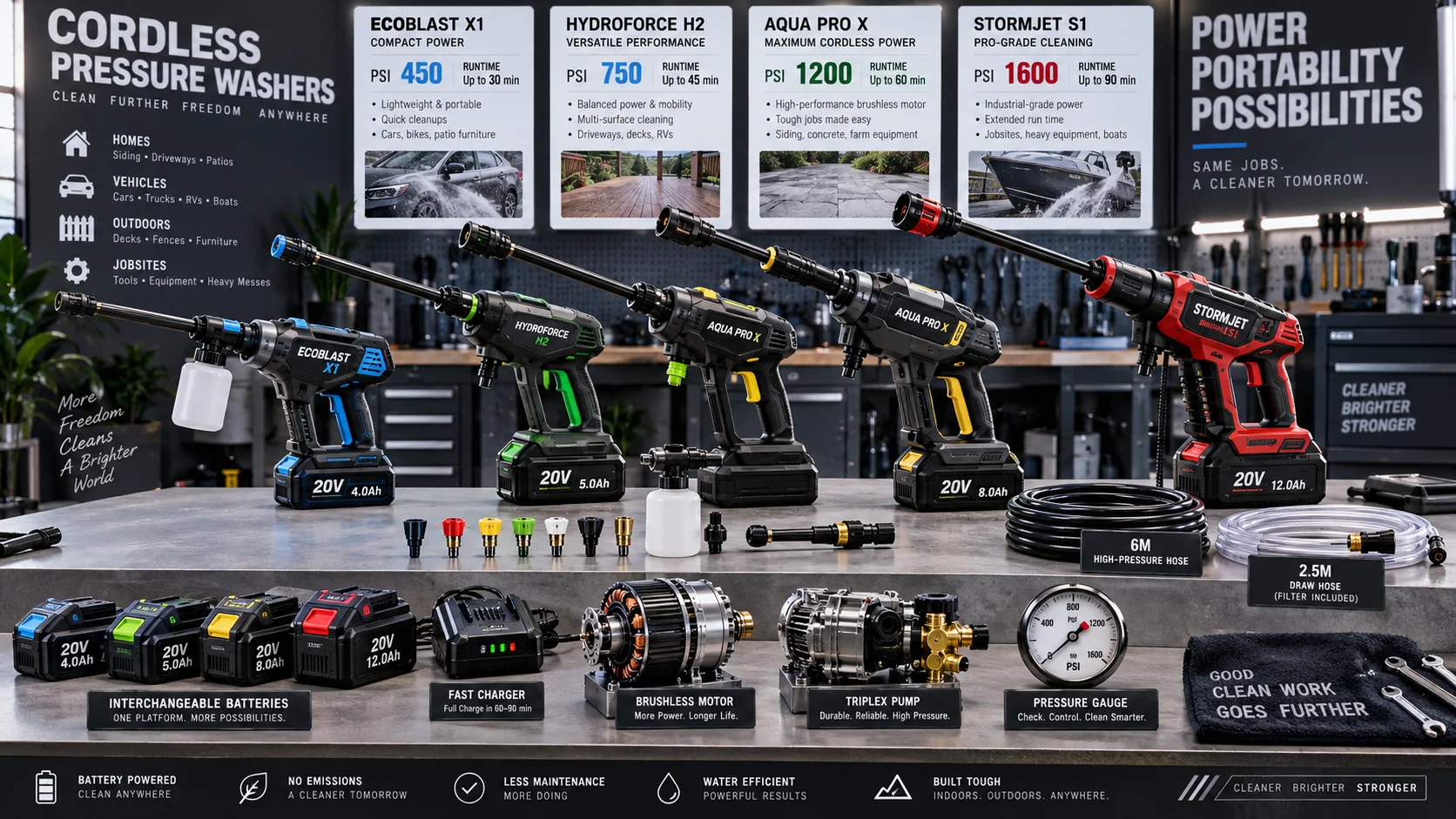 Battery-Powered Cordless Pressure Washers: PSI Limits, Run Time & Uses