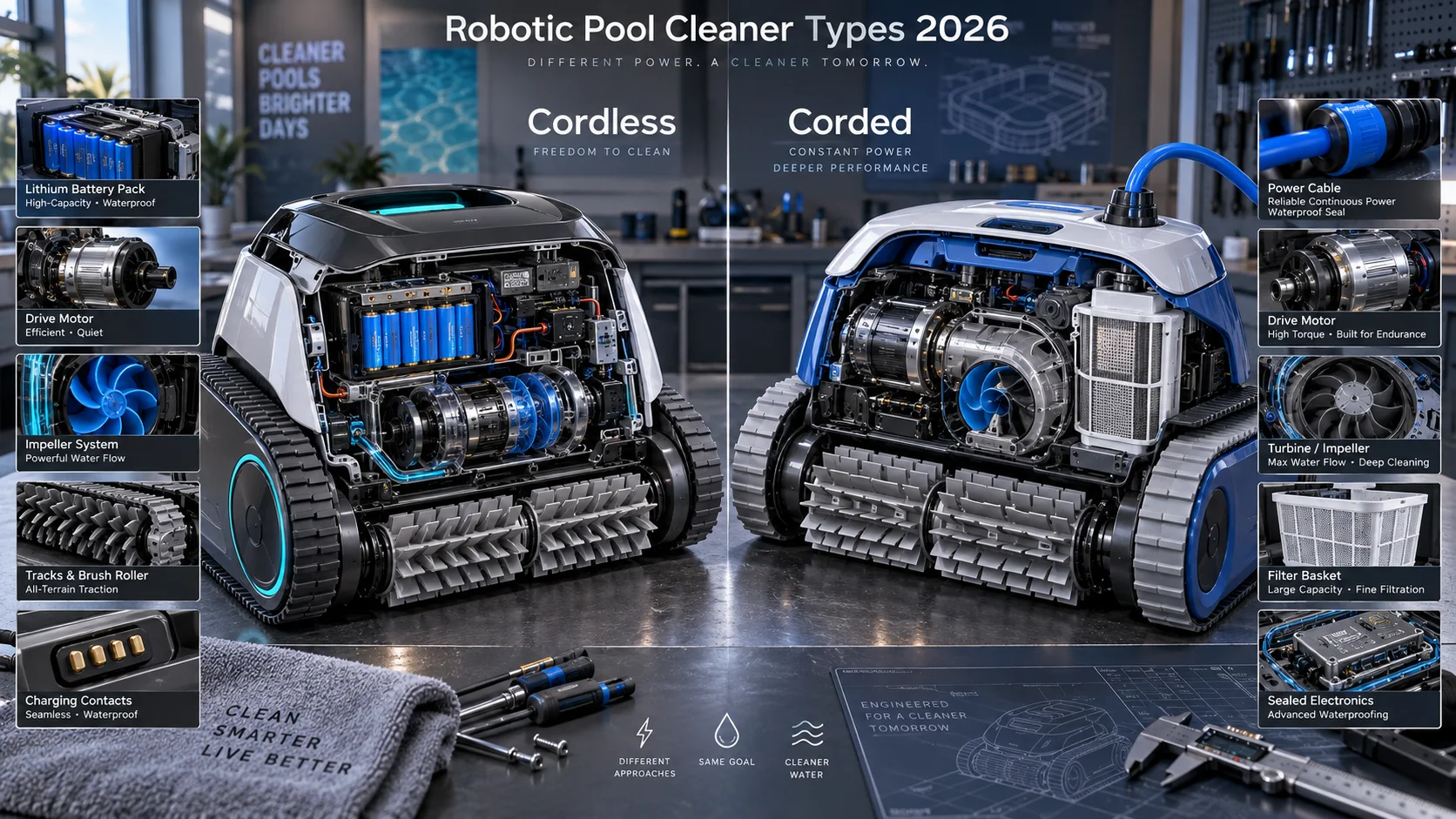Cordless Vs Corded Robotic Pool Cleaner Comparison (2026) Cordless vs Corded Robotic Pool Cleaner: AIPER vs Dolphin — Which Type Should You Buy in 2026? Detail