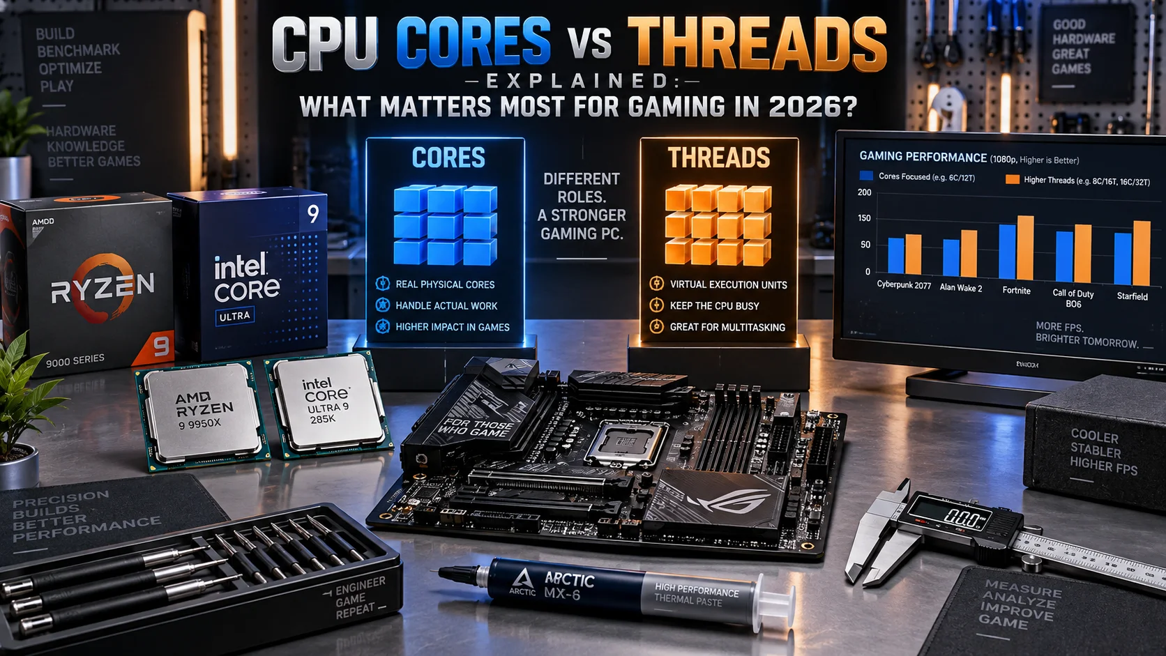 CPU Cores vs Threads Explained: What Matters Most for Gaming in 2026? CPU Cores vs Threads Explained: What Matters Most for Gaming in 2026?
