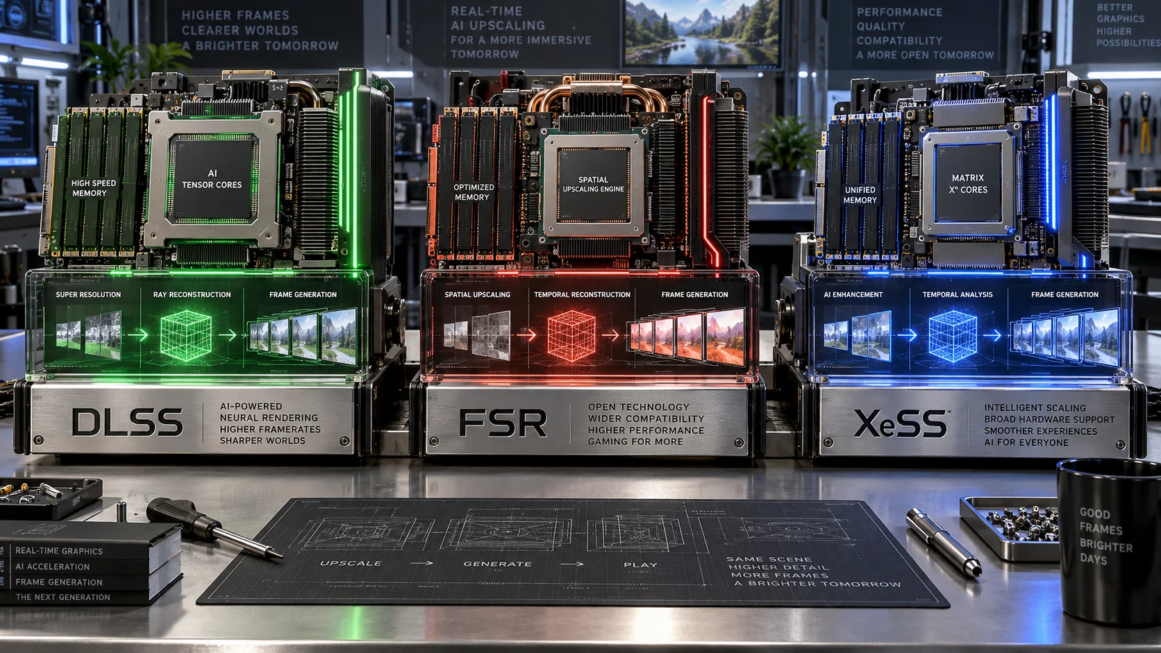 DLSS vs FSR vs XeSS: Modern AI Upscaling & Frame Generation Compared (2026) Component View