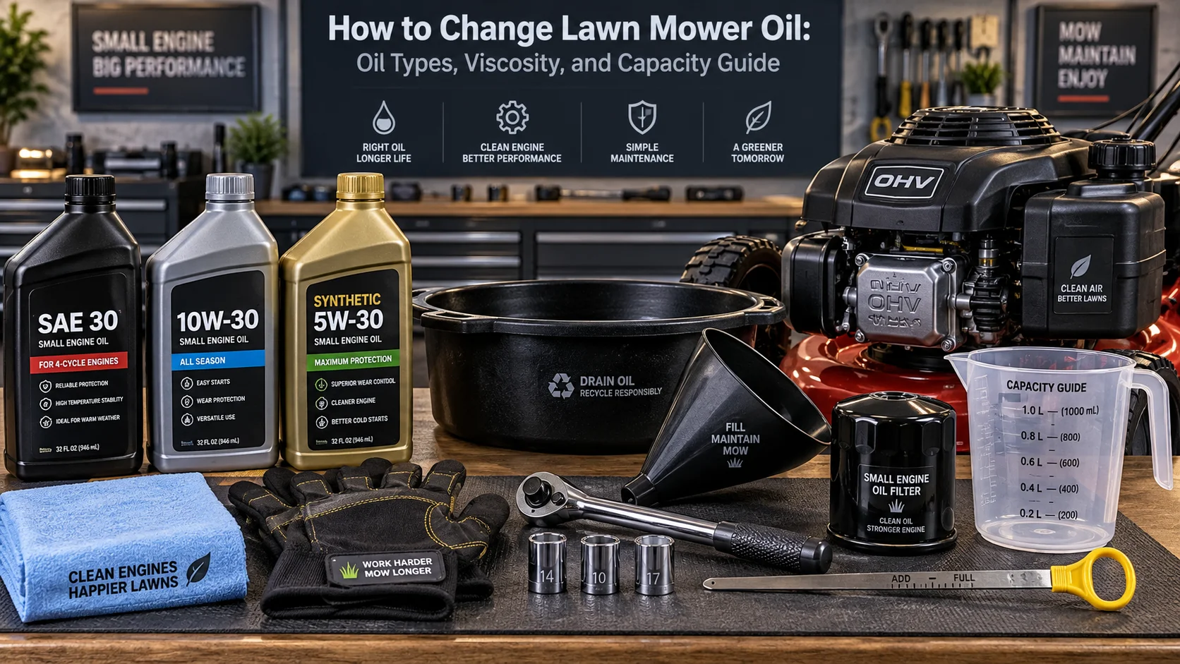 How to Change Lawn Mower Oil: Oil Types, Viscosity, and Capacity Guide