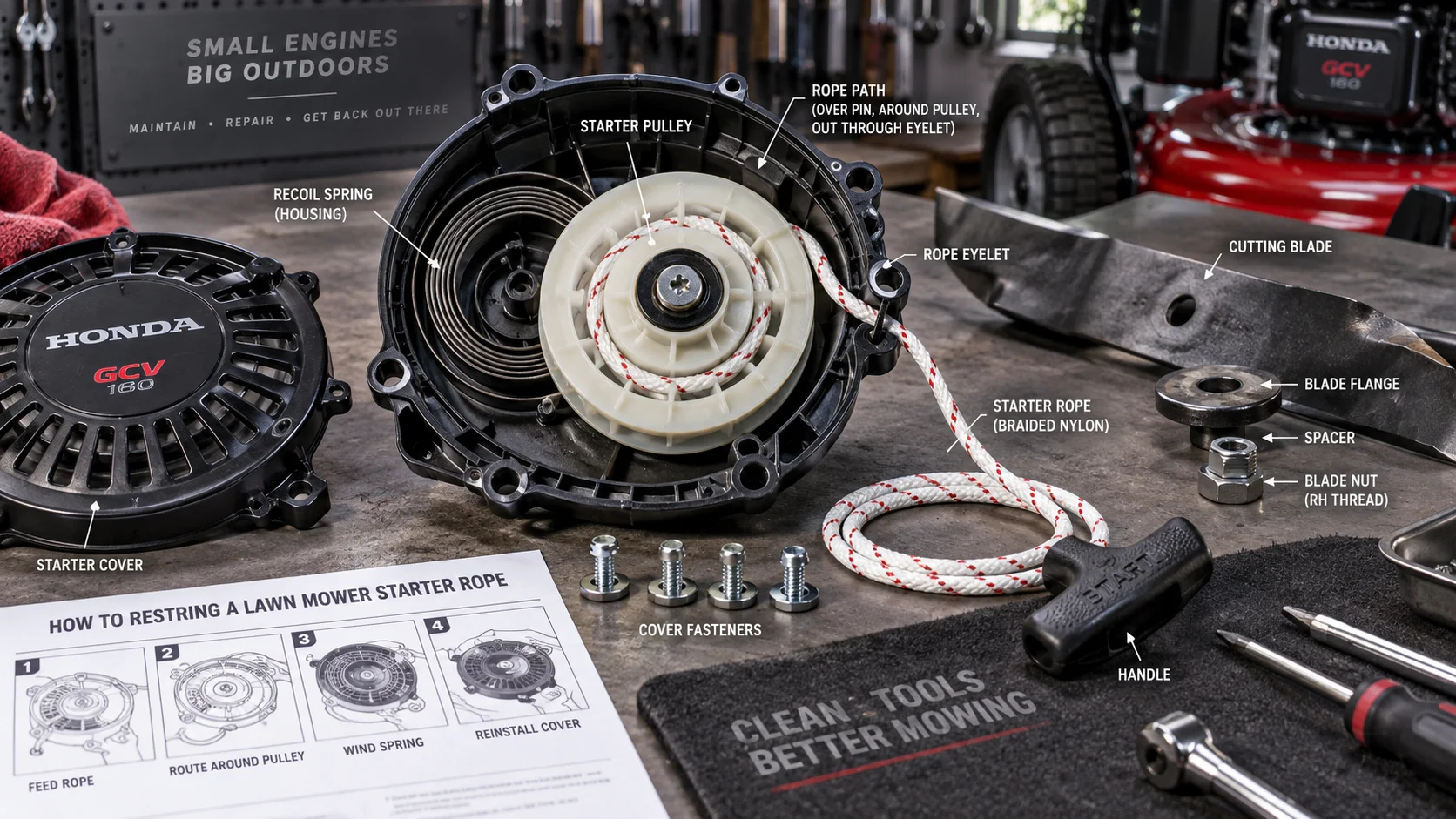 How to Restring a Lawn Mower Starter Rope Detail