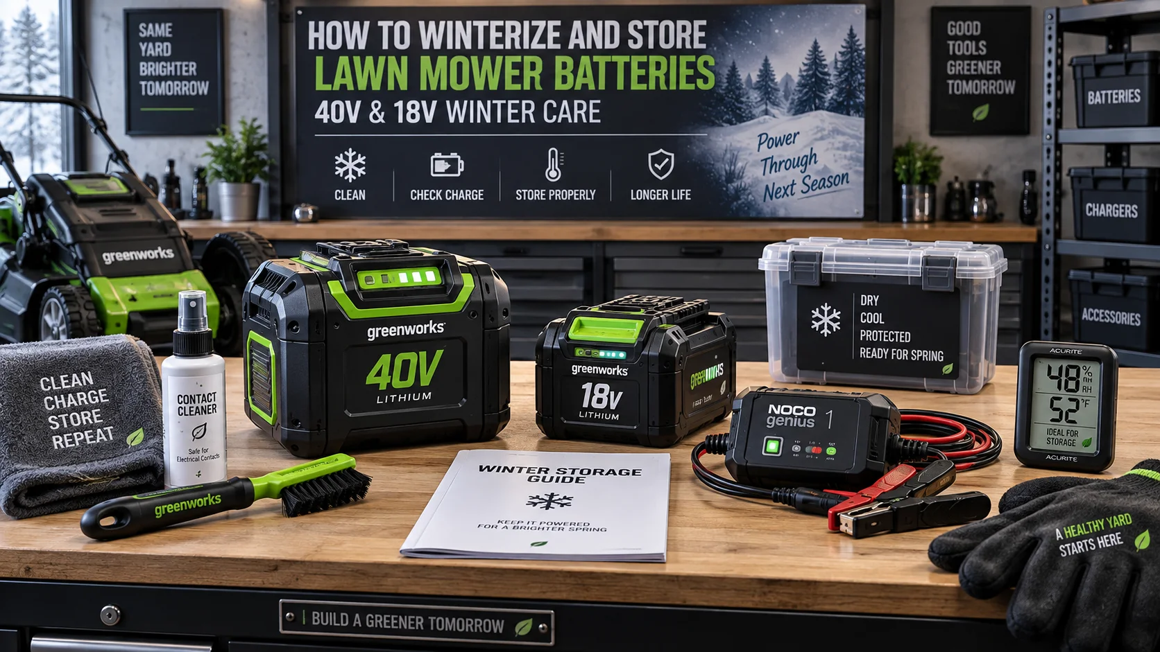 How to Winterize and Store Lawn Mower Batteries: 40V &amp; 18V Winter Care
