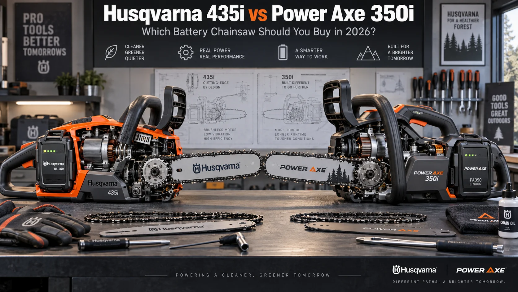 Husqvarna 435i vs Power Axe 350i: Which Husqvarna Battery Chainsaw Should You Buy in 2026? Husqvarna 435i vs Power Axe 350i: Which Husqvarna Battery Chainsaw Should You Buy in 2026? Detail