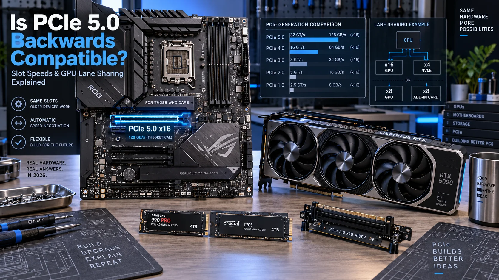 Is PCIe 5.0 Backwards Compatible? Slot Speeds &amp; GPU Lane Sharing Explained (2026)