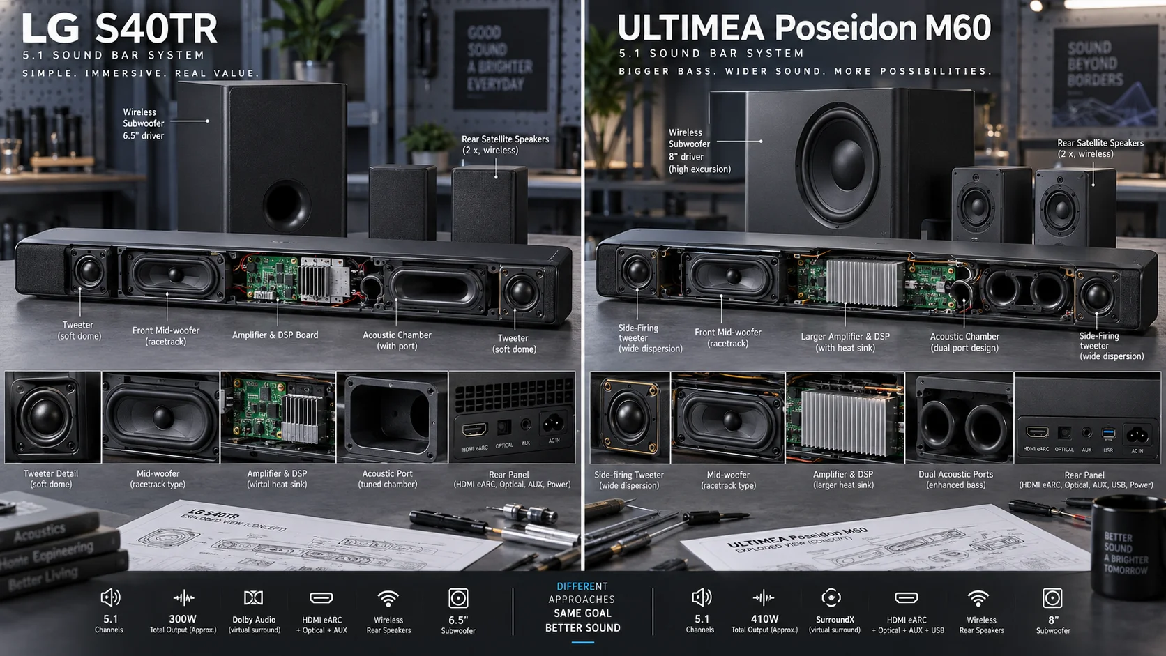 LG S40TR vs ULTIMEA Poseidon M60: Which Budget 5.1 Soundbar Should You Buy in 2026? Detail