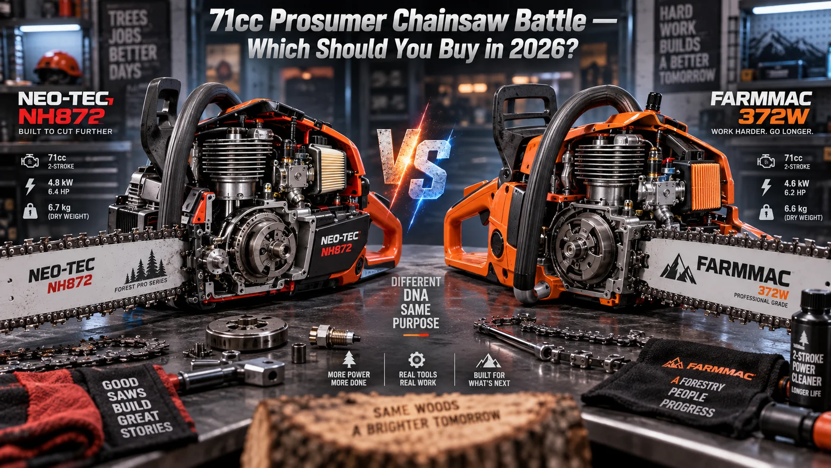 NEO-TEC NH872 vs FARMMAC 372W: 71cc Prosumer Chainsaw Battle — Which Should You Buy in 2026? Detail