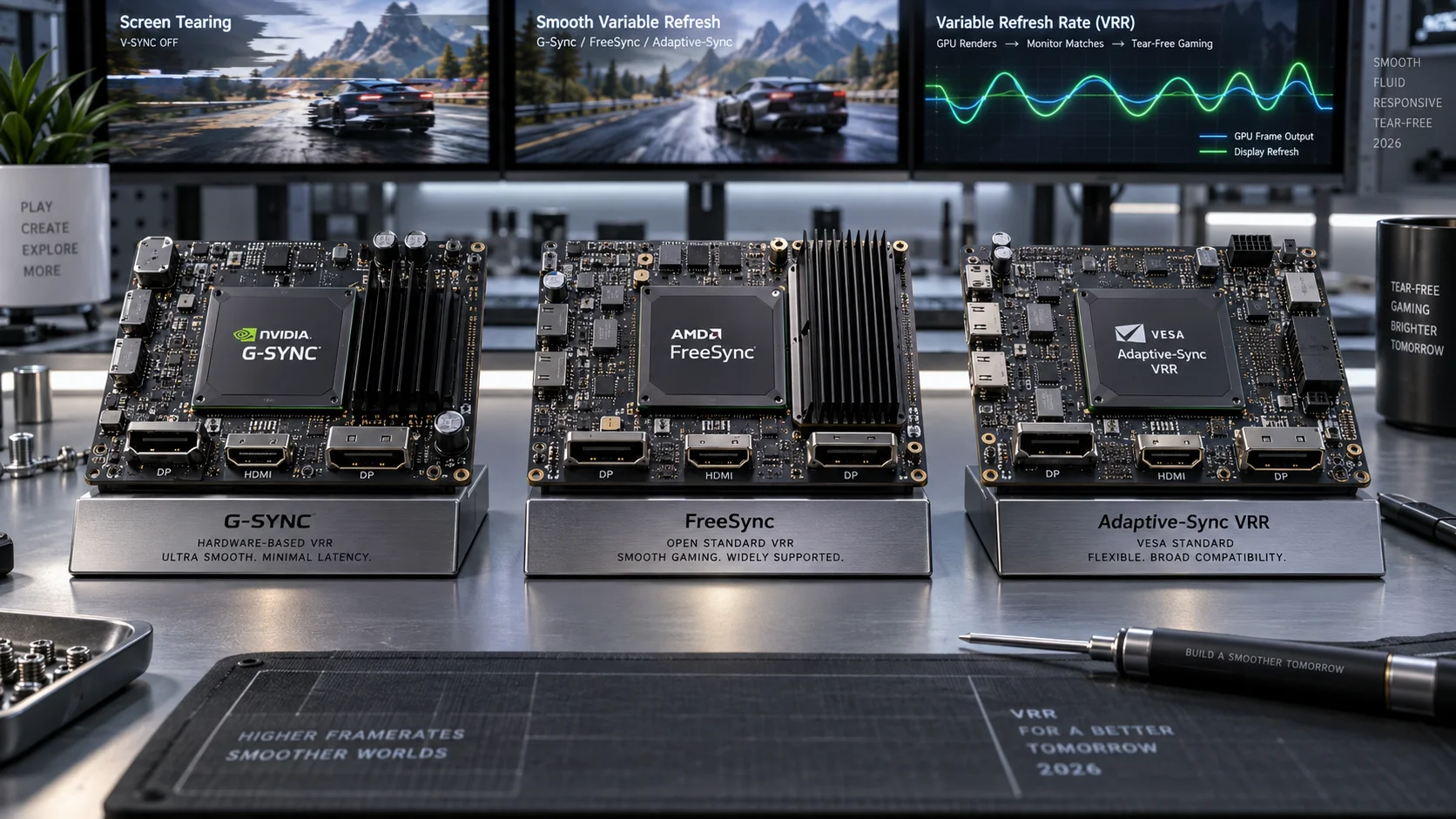 G-Sync vs FreeSync vs Adaptive-Sync VRR: Tear-Free Gaming Explained (2026) Component View