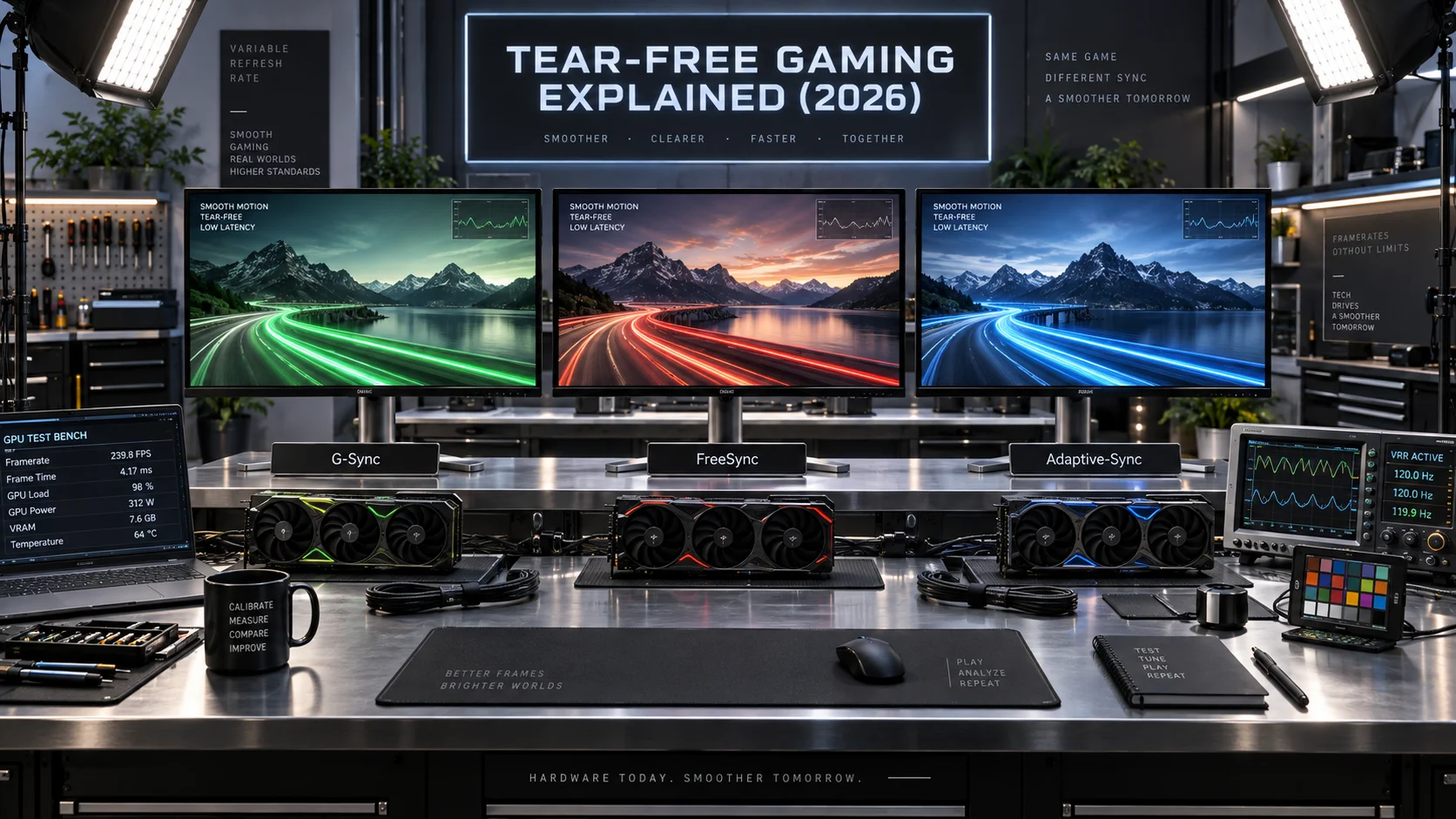 G-Sync vs FreeSync vs Adaptive-Sync VRR: Tear-Free Gaming Explained (2026)
