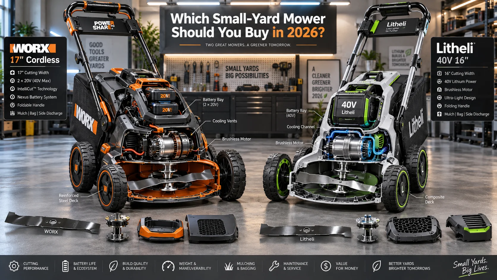 WORX 17" Cordless vs Litheli 40V 16": Which Small-Yard Mower Should You Buy in 2026? WORX 17" Cordless vs Litheli 40V 16": Which Small-Yard Mower Should You Buy in 2026? Detail