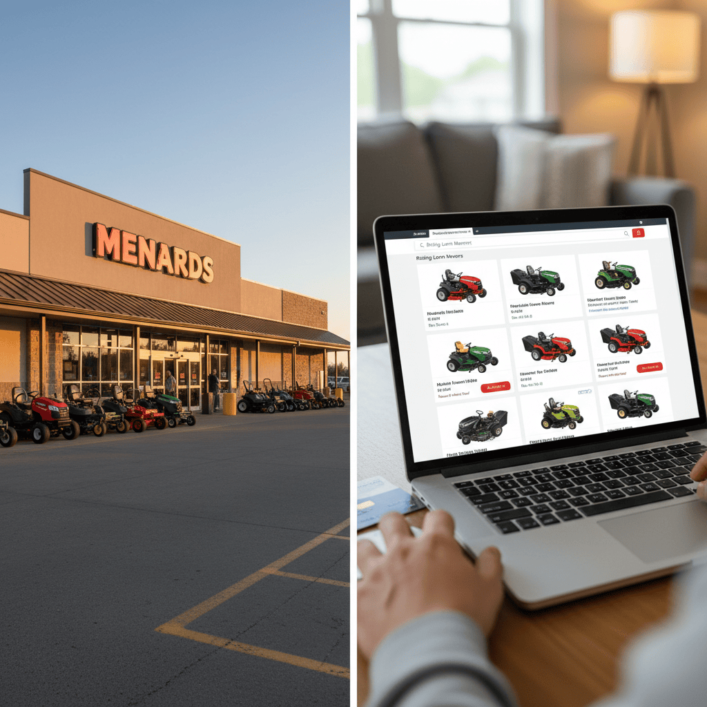 Side-by-side representation of in-store and online shopping channels at Menards