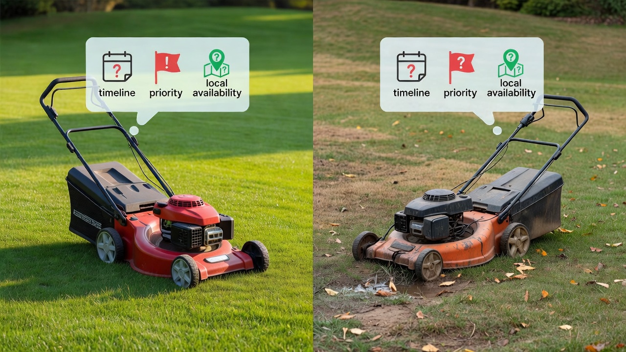 Assess Your Mower’s Condition and Disposal Priority Working vs broken lawn mower with assessment questions