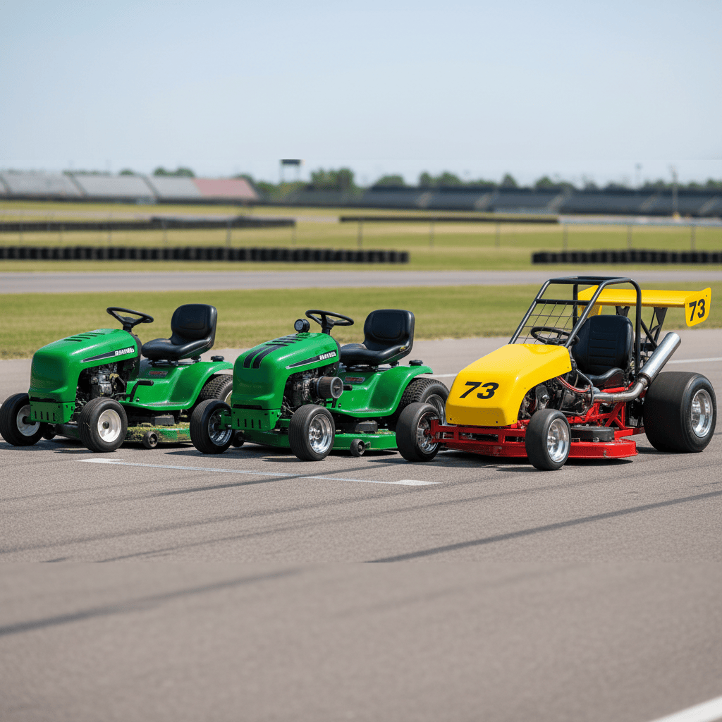 Progression of lawn mower modifications from stock to competitive racing