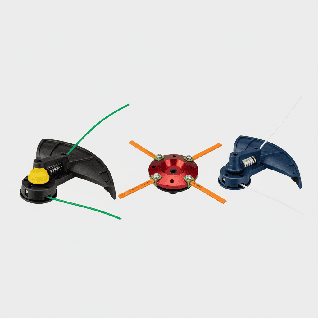 How Do You Change Weed Eater String? A Step-by-Step Guide Three different types of string trimmer heads showing bump-feed, fixed-line, and dual-line designs