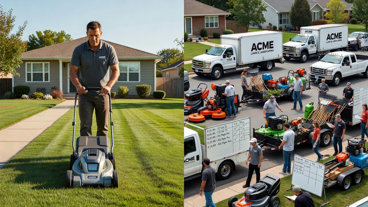 Comparison of solo operator versus multi-employee lawn care business models