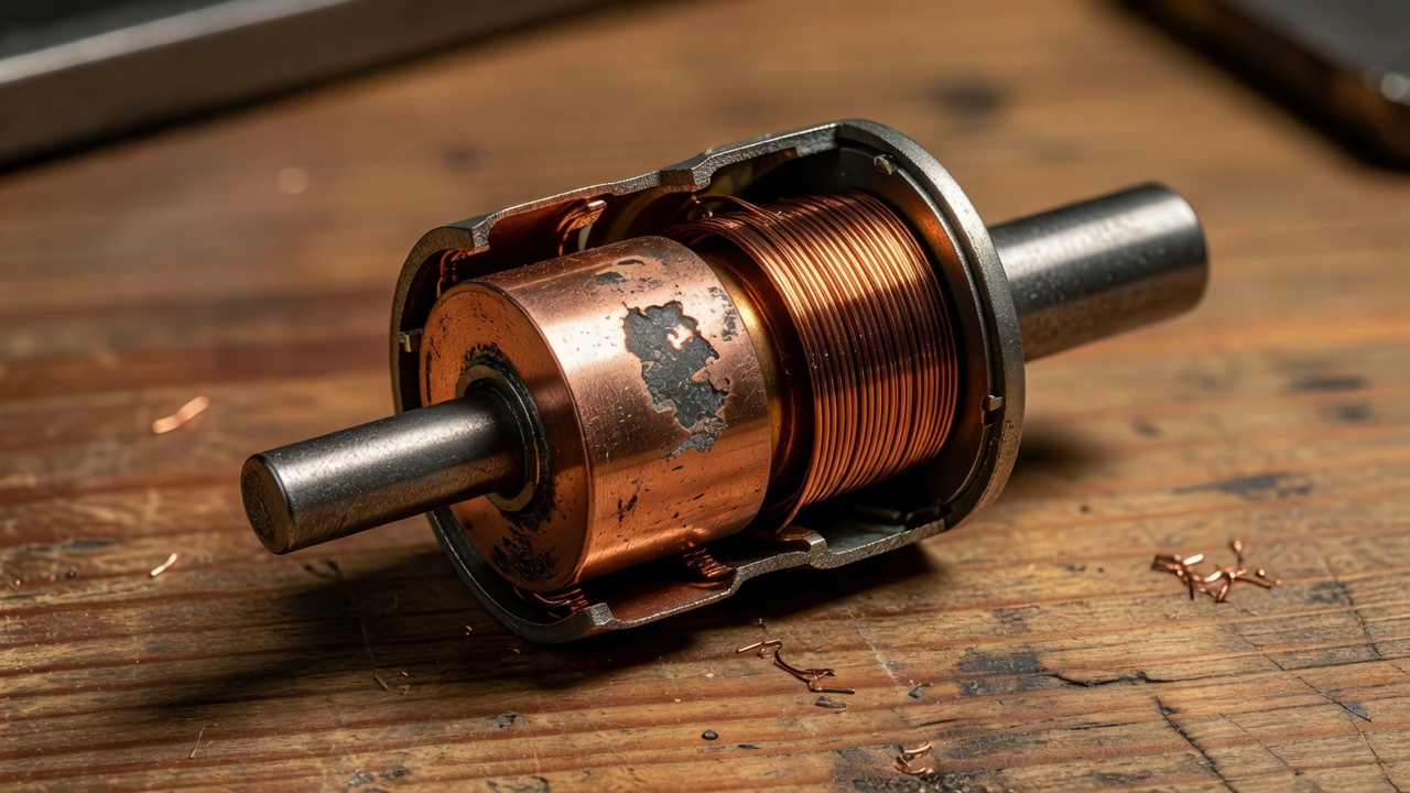 How Do You Test a Lawn Mower Solenoid? (Jump Test, Multimeter & Pass/Fail Guide) Cross-section of a starter solenoid showing internal coil, plunger, and burned copper contacts