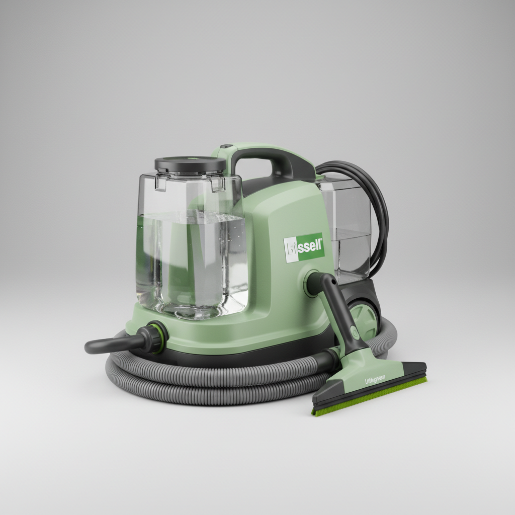 Understanding the Bissell Little Green An assembled Bissell Little Green machine showing its main components.