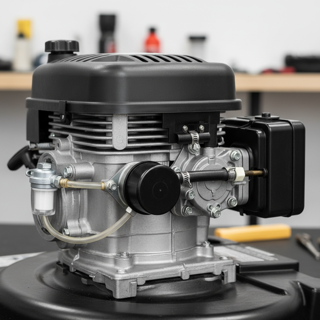 Small lawn mower engine with a diaphragm fuel pump and pulse line connected to the crankcase