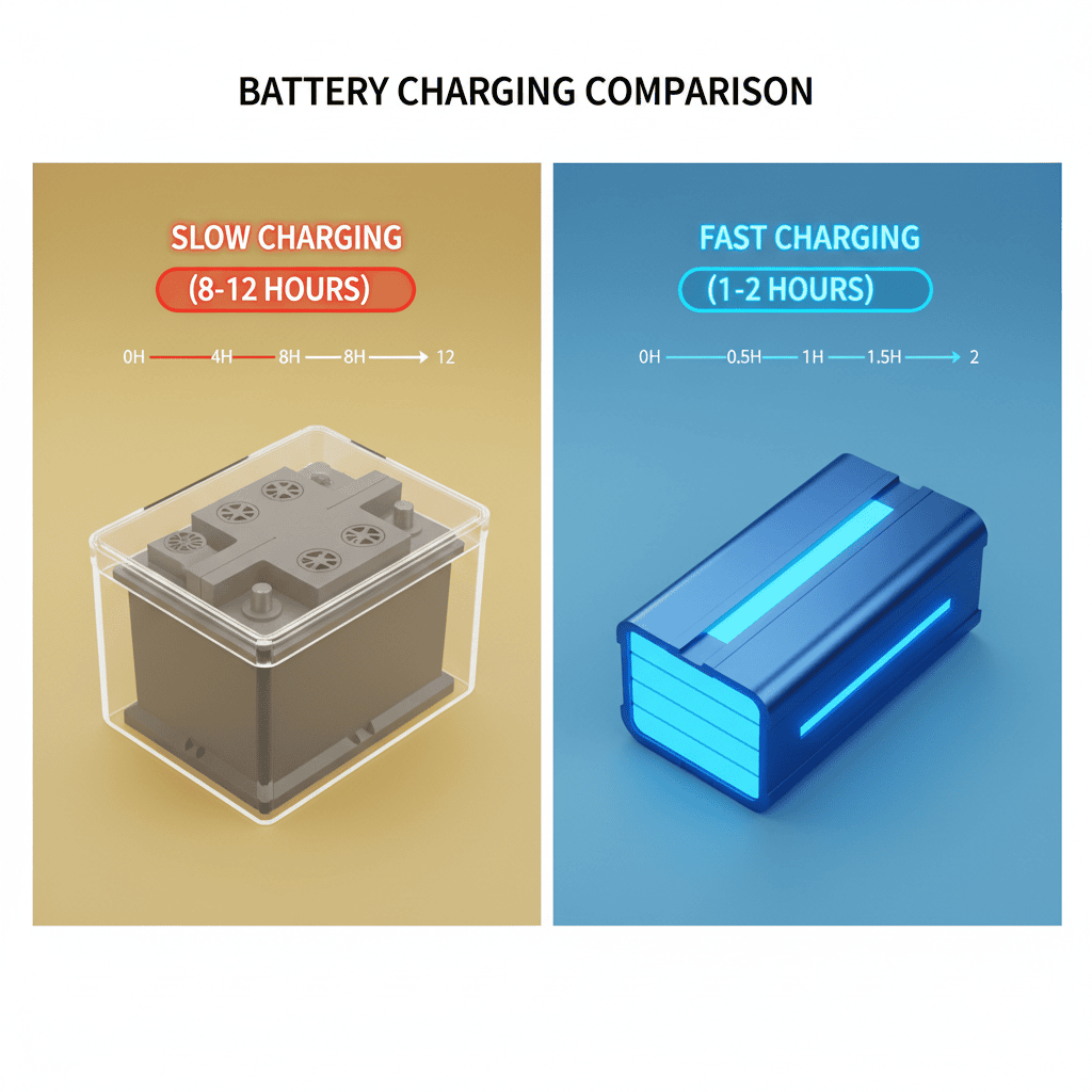 Lead-acid and lithium-ion battery charging time comparison