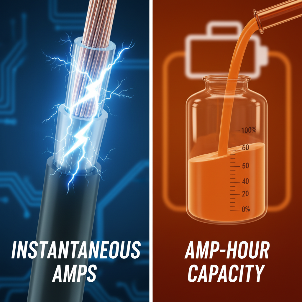 Visual comparison of instantaneous amps versus amp-hour capacity