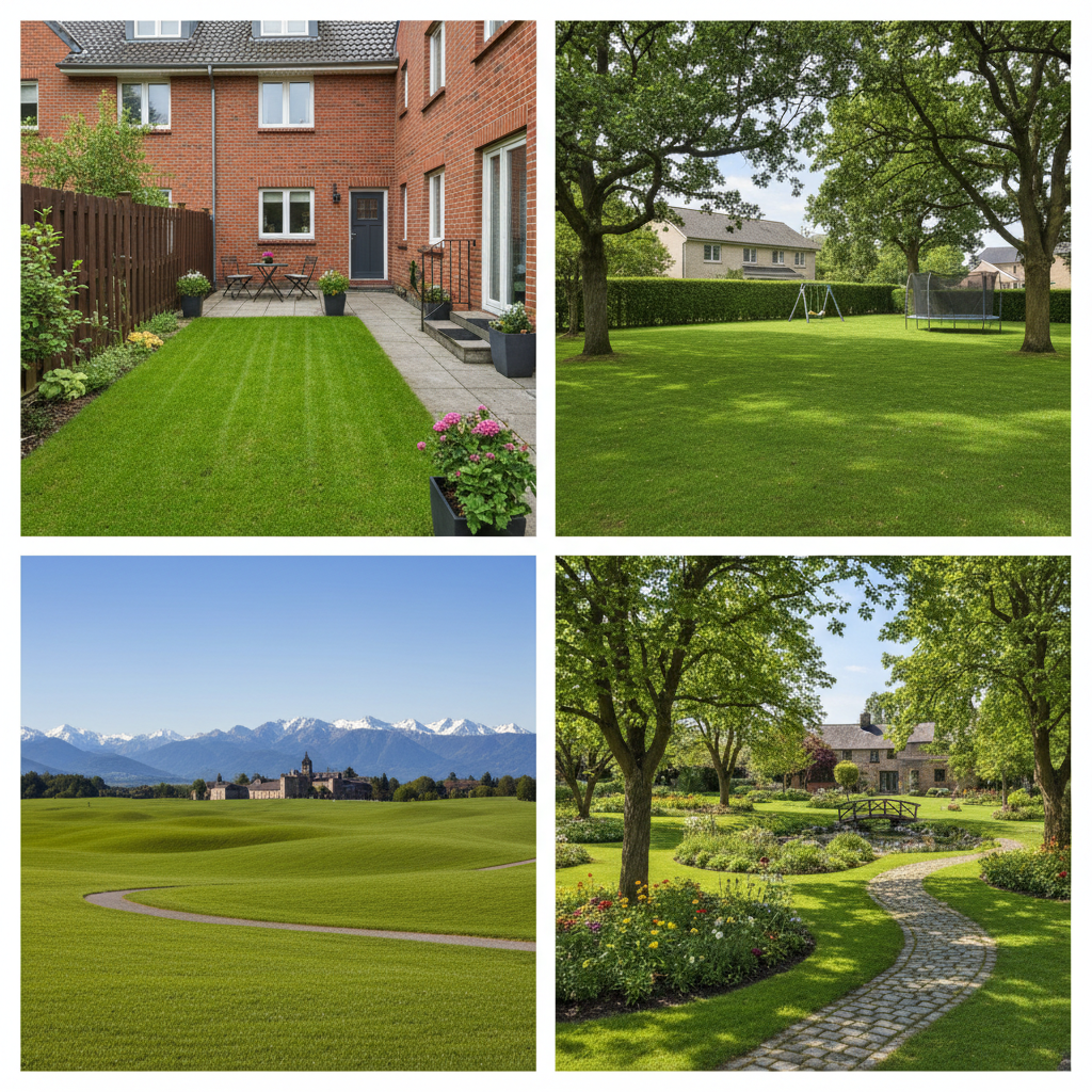 Comparison of different lawn sizes and terrain types affecting mowing costs