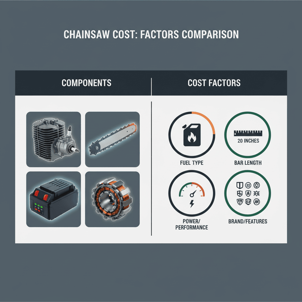 Visual comparison of chainsaw components and pricing factors