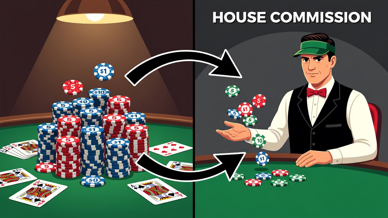 How Much Is a Rake? Understanding Standard Poker Room Commission Fees Visual representation of rake as a commission fee taken from a poker pot