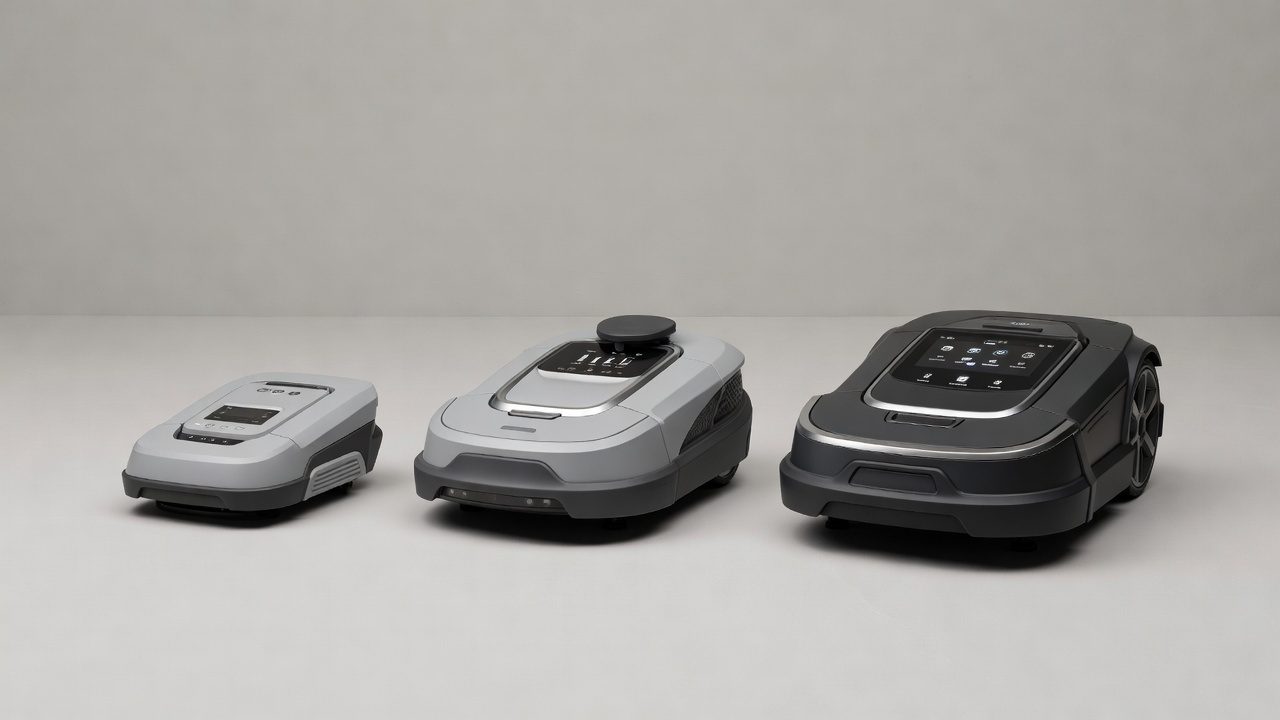 Robot Lawn Mower Price Ranges by Tier Three robot lawn mowers arranged by tier showing budget, mid-range, and premium models
