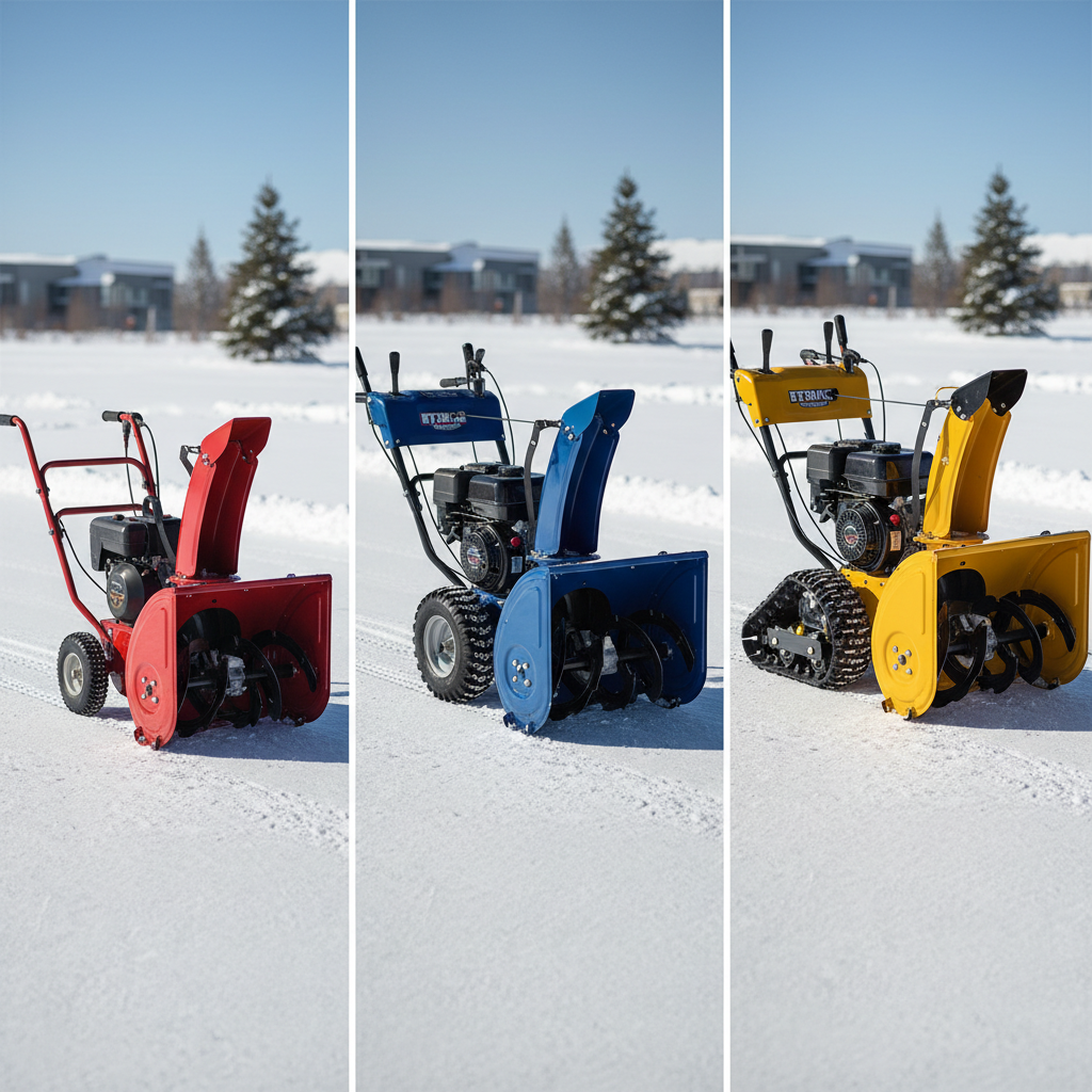 Snowblower Price Ranges by Type Three snowblower types arranged by increasing size and capability: single-stage, two-stage, and three-stage commercial models