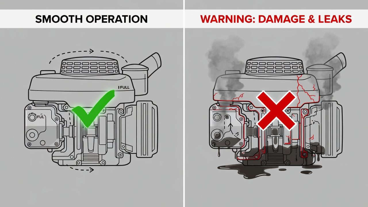Why Oil Capacity Matters for Lawn Mower Maintenance Comparison of properly lubricated versus damaged lawn mower engines