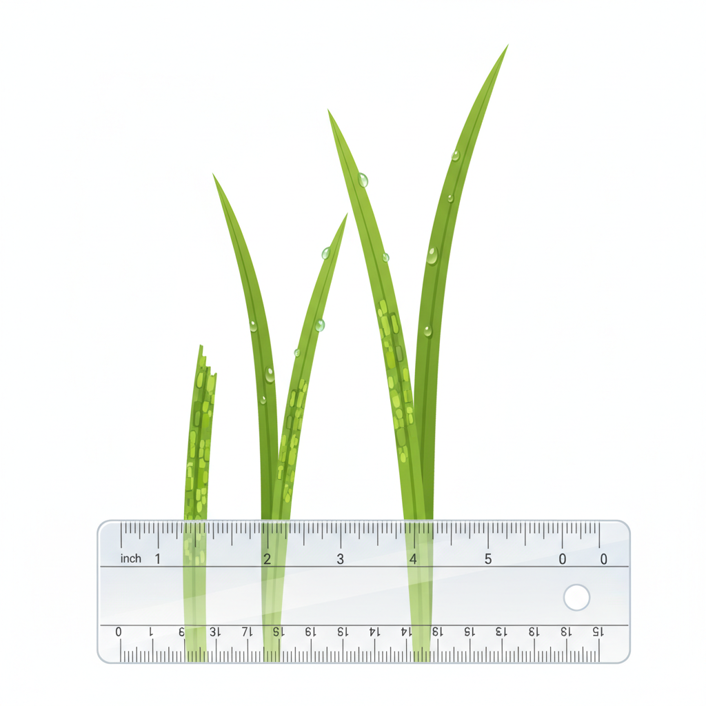 Grass blade measurement demonstrating the 1/3 rule