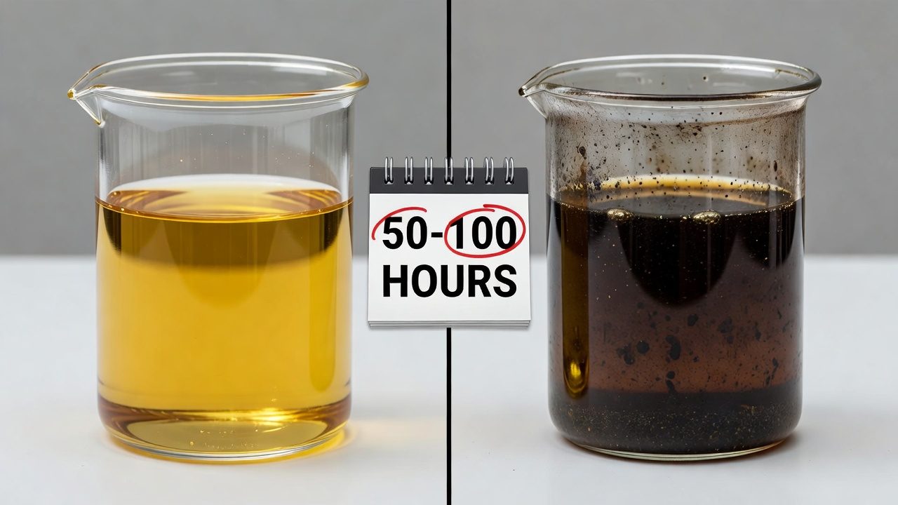 Fresh versus degraded lawn mower oil comparison