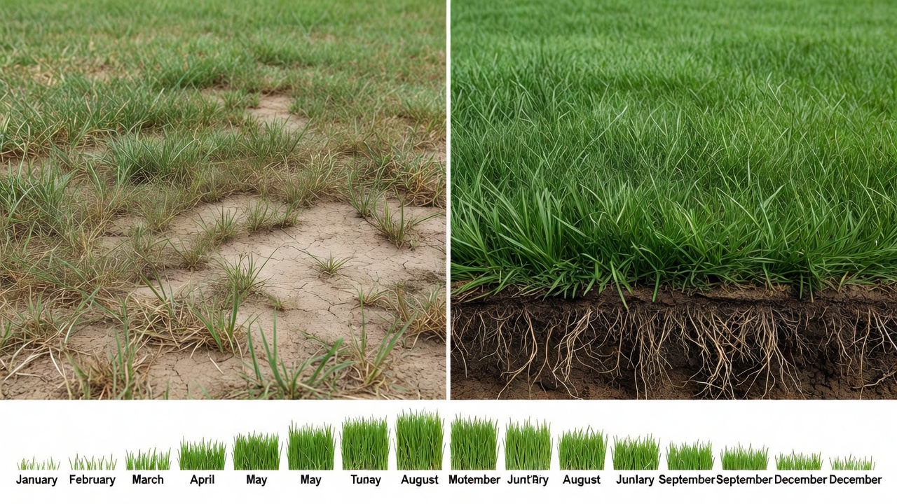 Comparison of scalped grass versus properly maintained grass height and its effect on root depth