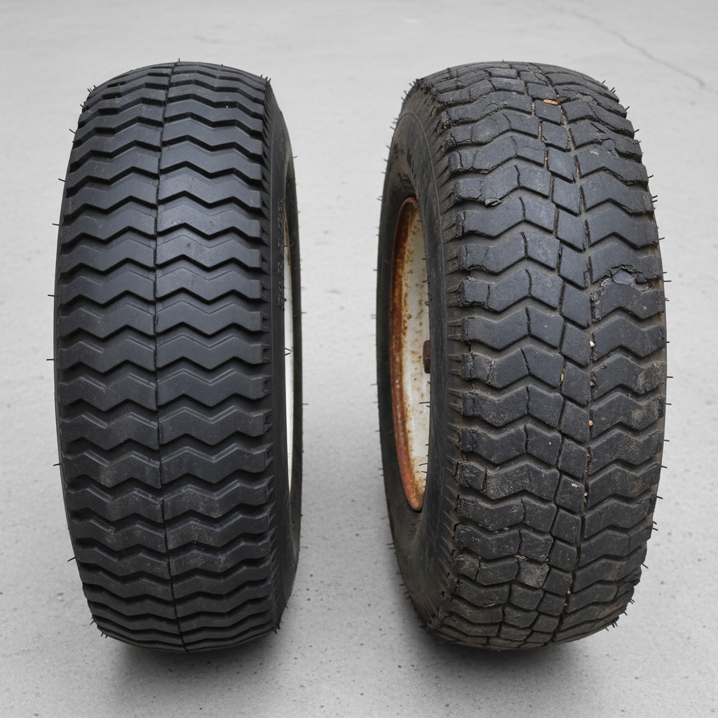 Repair vs. Replace: How to Assess Your Lawn Mower Tire Comparison of repairable versus damaged lawn mower tires
