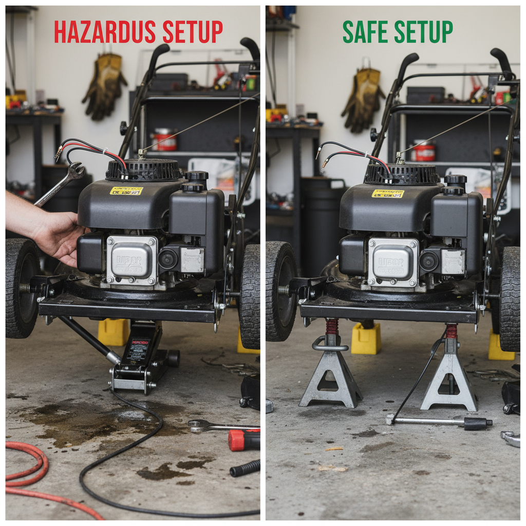 How Do You Change Blades on a Riding Mower? (Complete Safety Guide) Safe vs unsafe riding mower maintenance setup