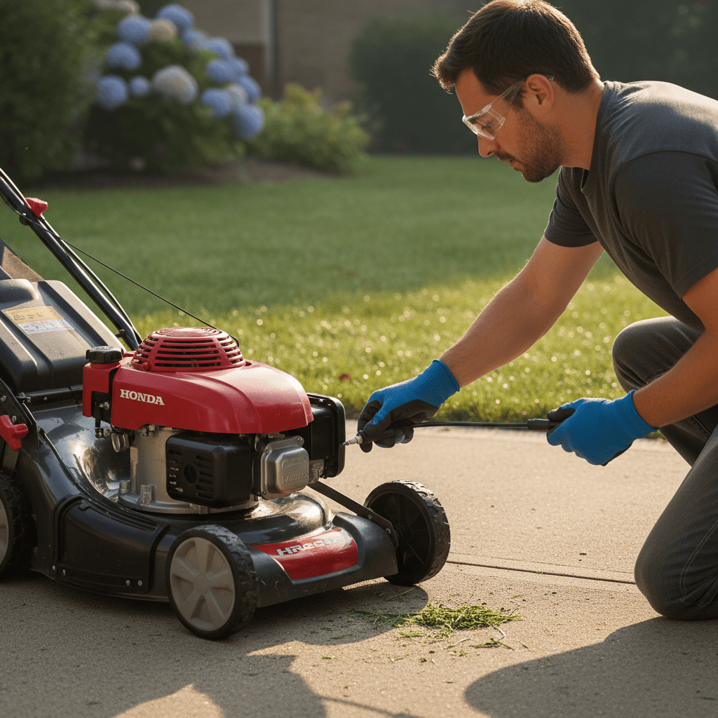 How Do You Change Oil in a Honda Lawn Mower? (Step-by-Step Guide) Disconnecting spark plug wire from Honda lawn mower before oil change