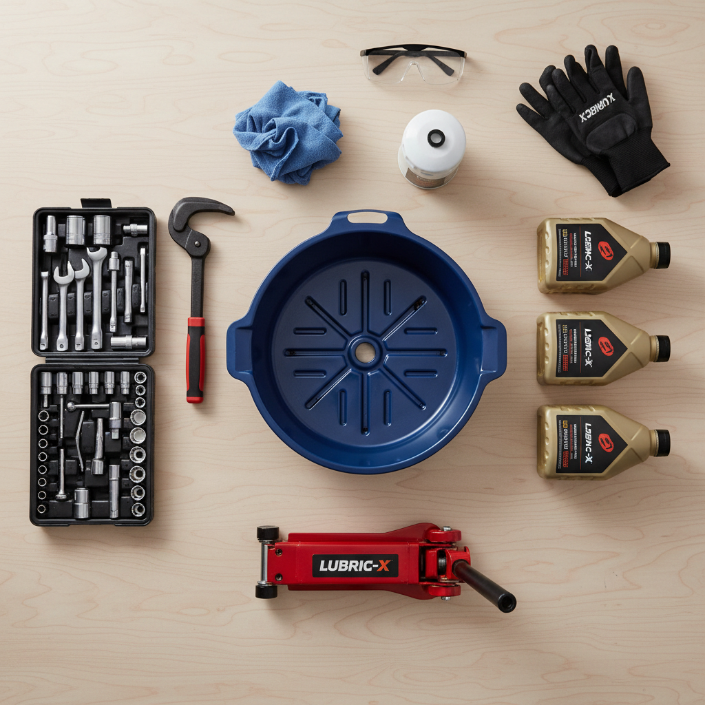 How Do You Change the Oil on a Riding Lawn Mower? (Step-by-Step Guide) Complete set of tools and materials needed for riding mower oil change laid out on workbench