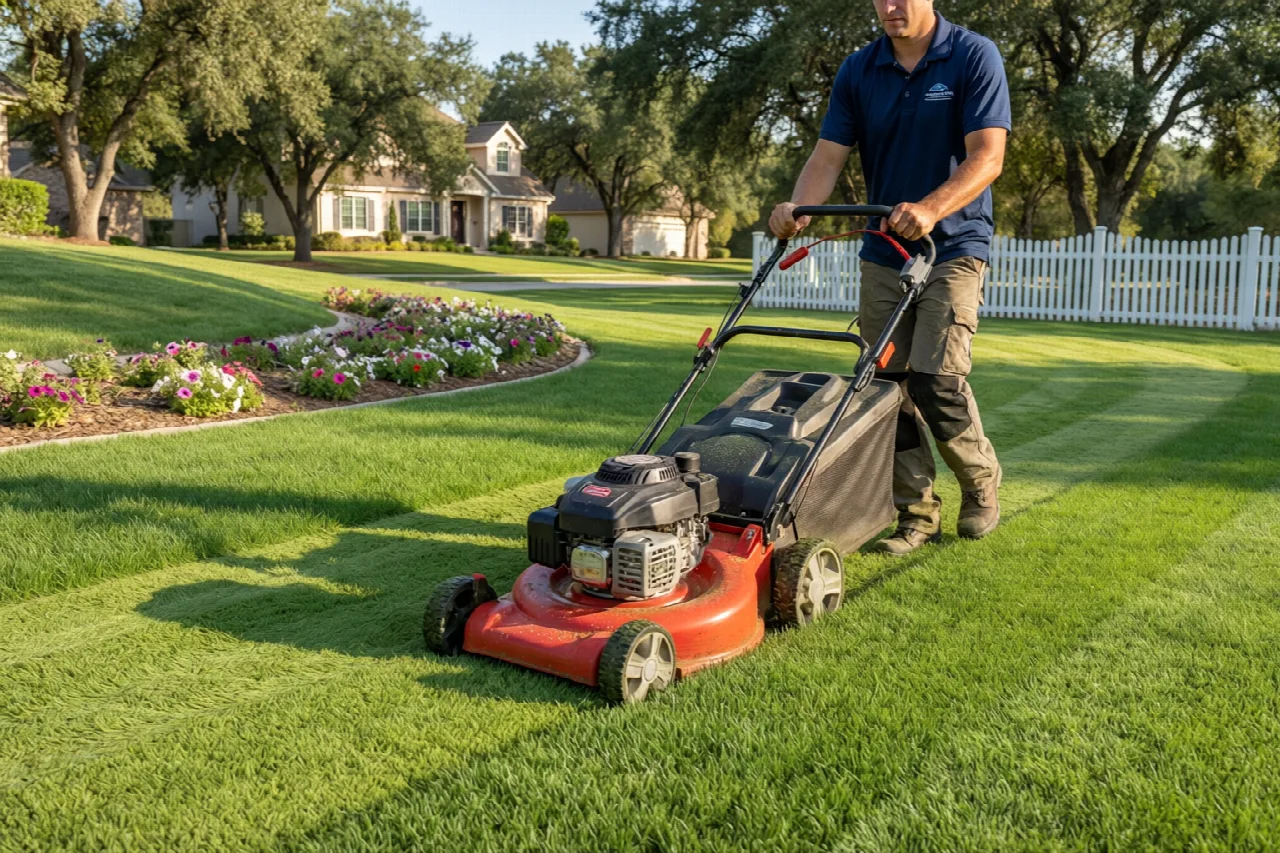 How to Charge for Lawn Mowing: Pricing Methods and Factors Lawn care professional operating a mower on a residential property
