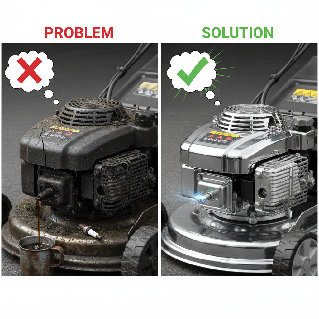 How Do You Clean a Toro Lawn Mower Carburetor? (Step-by-Step Guide) Comparison of problematic lawn mower engine versus clean, functioning engine