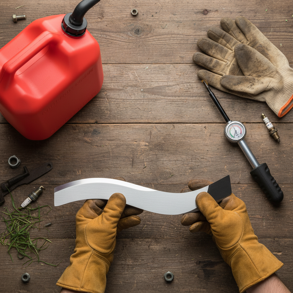How Do You Cut Lawn with a Riding Mower? (Step-by-Step Guide) Riding mower pre-mowing safety check items including fuel, oil, tire pressure gauge, and blade inspection tools