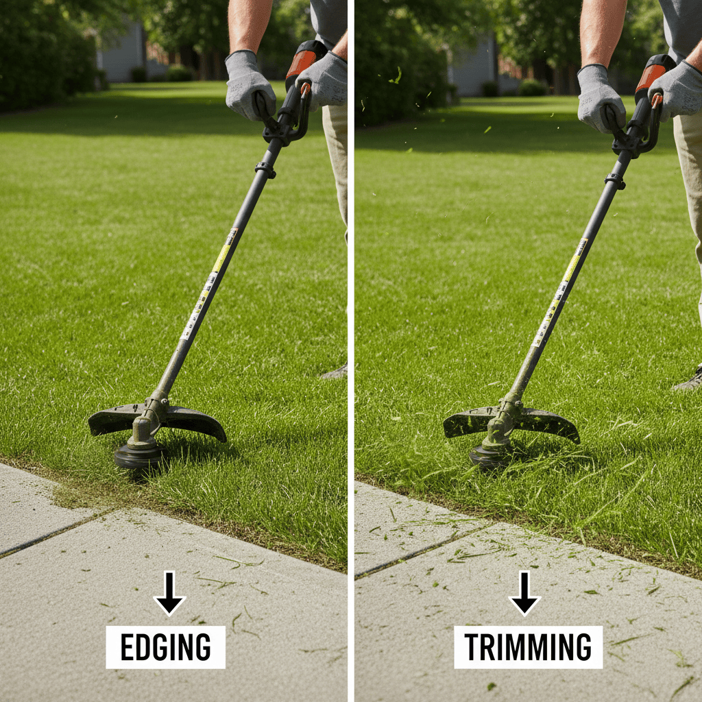 Comparison of edging (vertical trimmer) versus trimming (horizontal trimmer) techniques