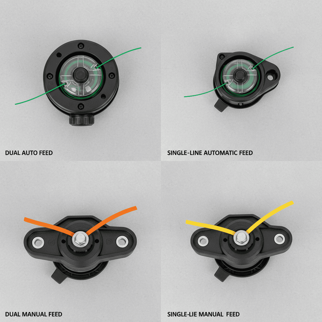 How Do You Install a Trimmer Line? (Step-by-Step Guide) Four types of trimmer heads displayed for comparison