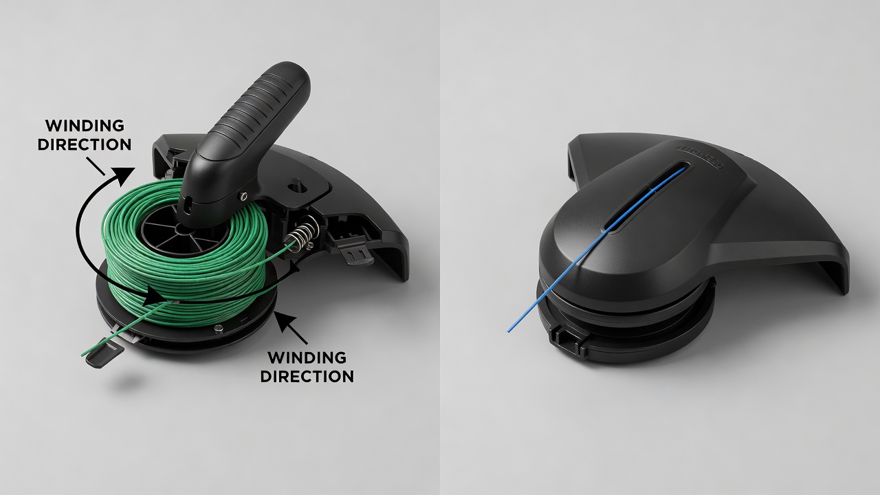 Manual spool system and automatic feed system strimmer heads compared