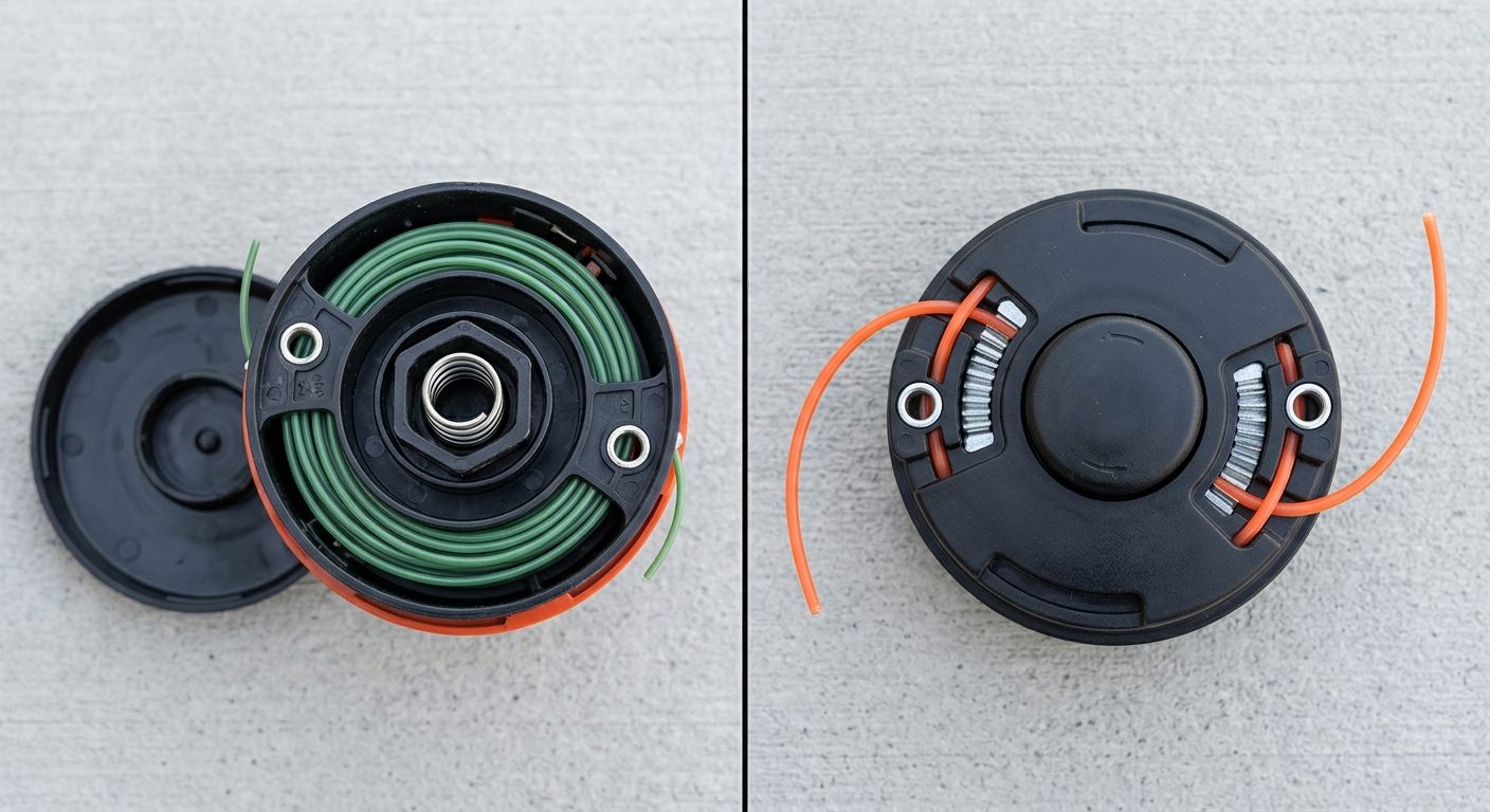 Bump feed trimer head compared to fixed line trimmer head