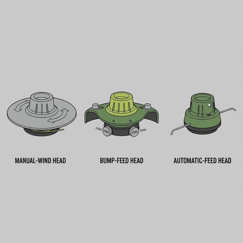 Comparison of manual-wind, bump-feed, and automatic-feed trimmer head types