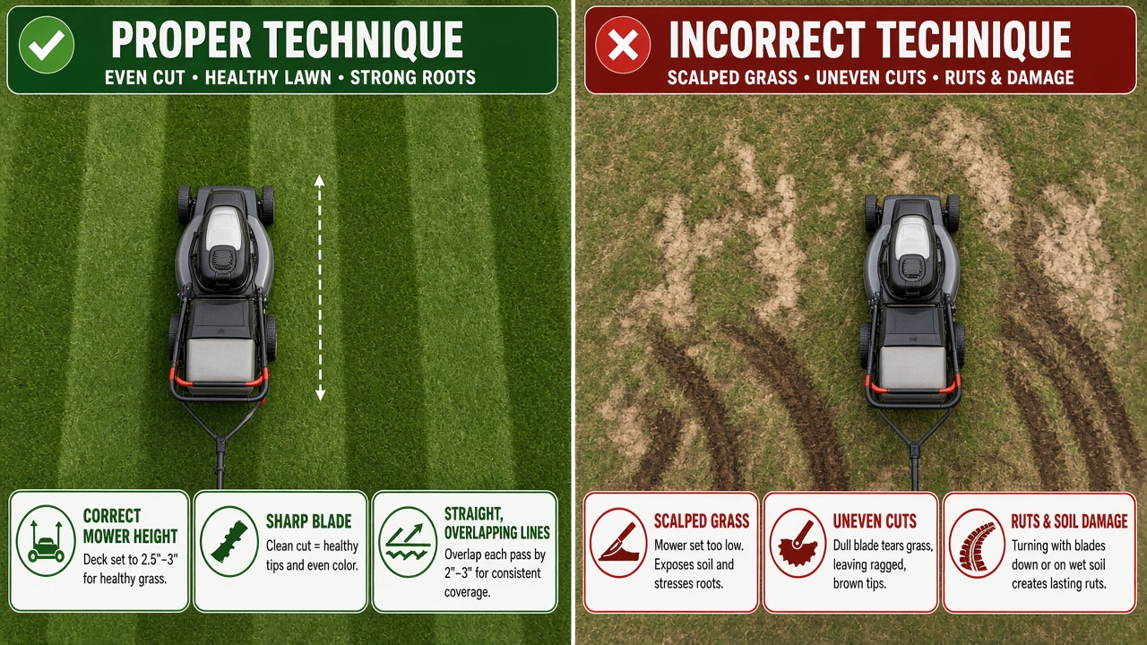 Direct Answer: How to Mow Your Lawn Comparison of proper versus improper lawn mowing results